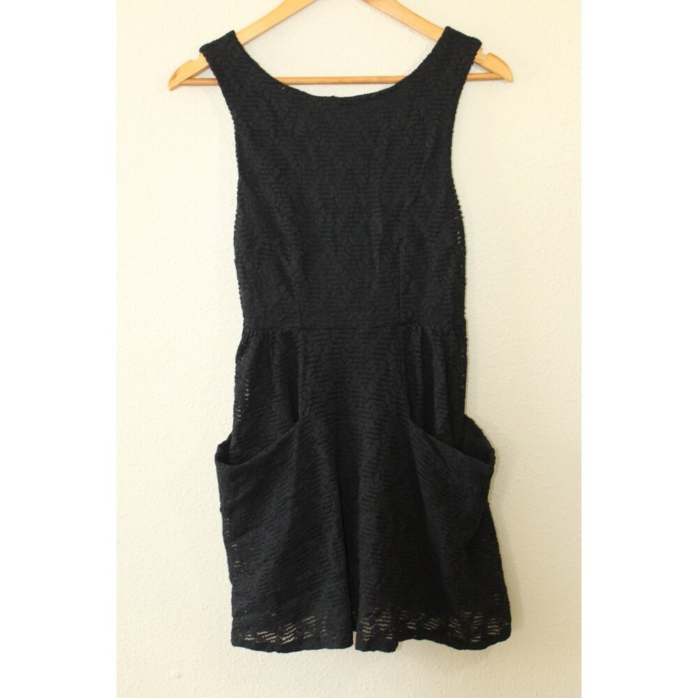 Free People Black Sleeveless Cutout Back Mini Dress With Pockets M